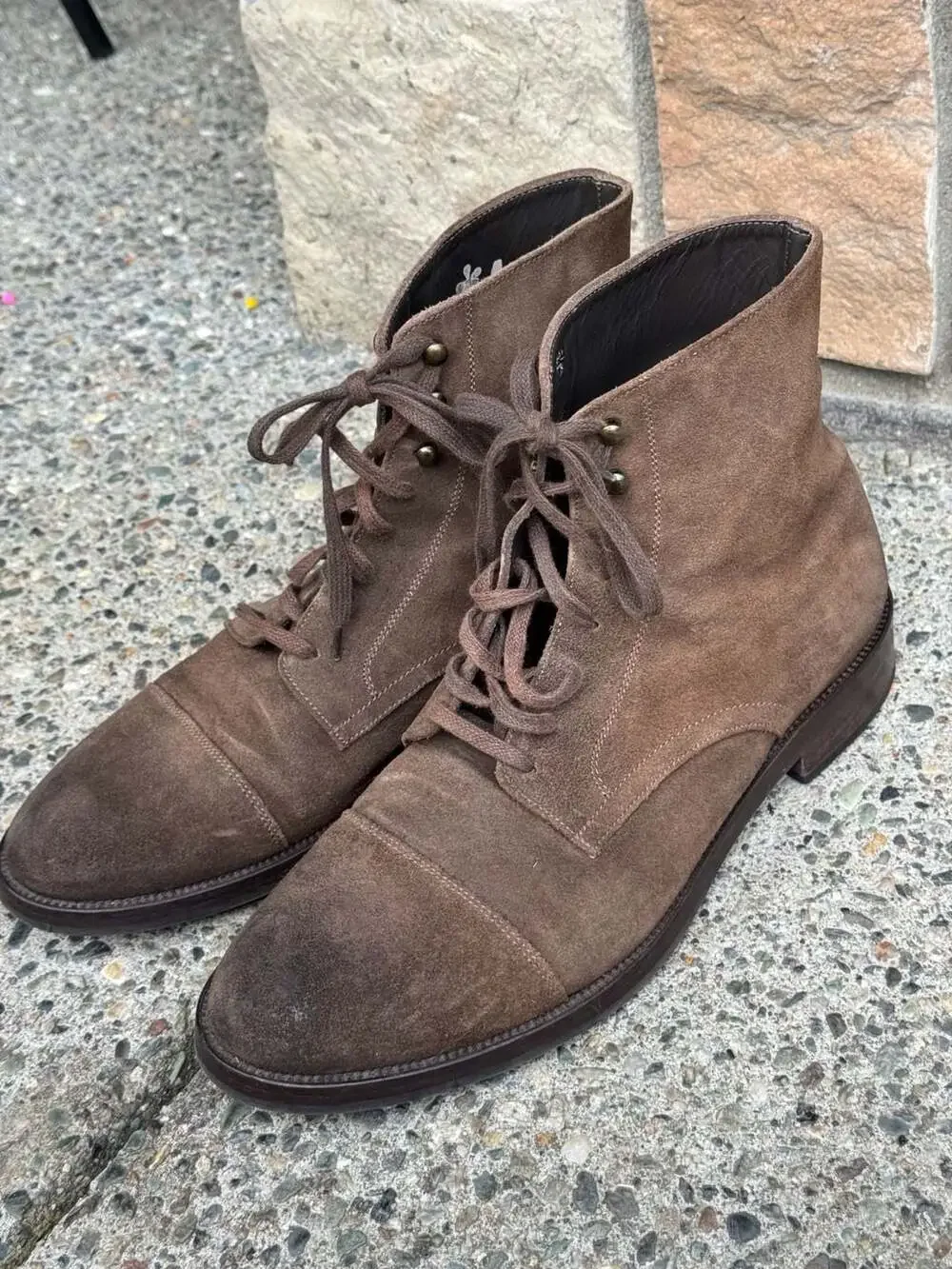 To Boot New York Adam Derrick Brown Suede Cap Toe Lace-Up Boots